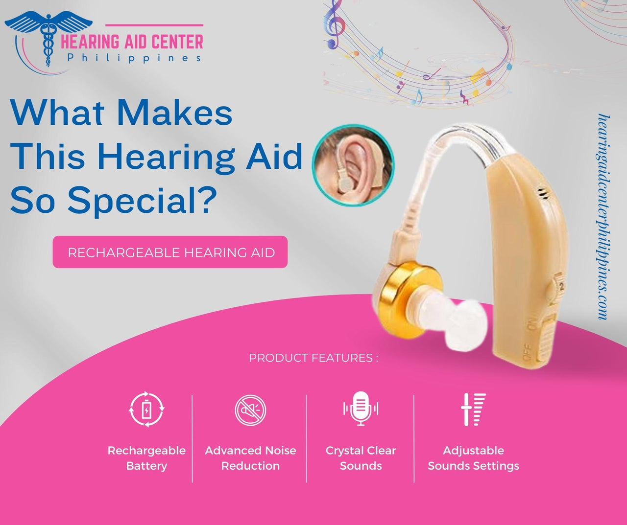 BTE Rechargeable Hearing Aid (Skin-Tone)